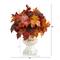 20" Autumn Maple Leaf & Berries Plant in White Urn